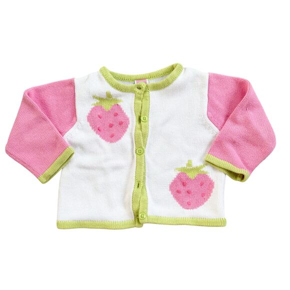 Vtg 1990s Y2K Gymboree Strawberry Sweater Cardigan 12-18m - Picture 1 of 6